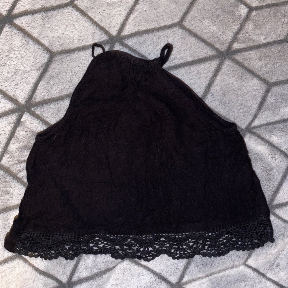 Black halter crop top.